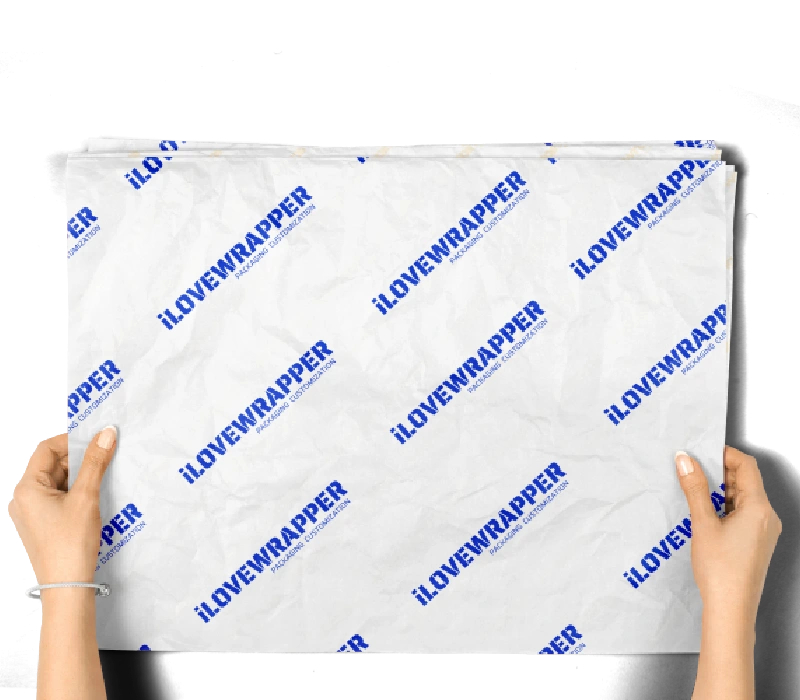 Tissue paper with blue logo