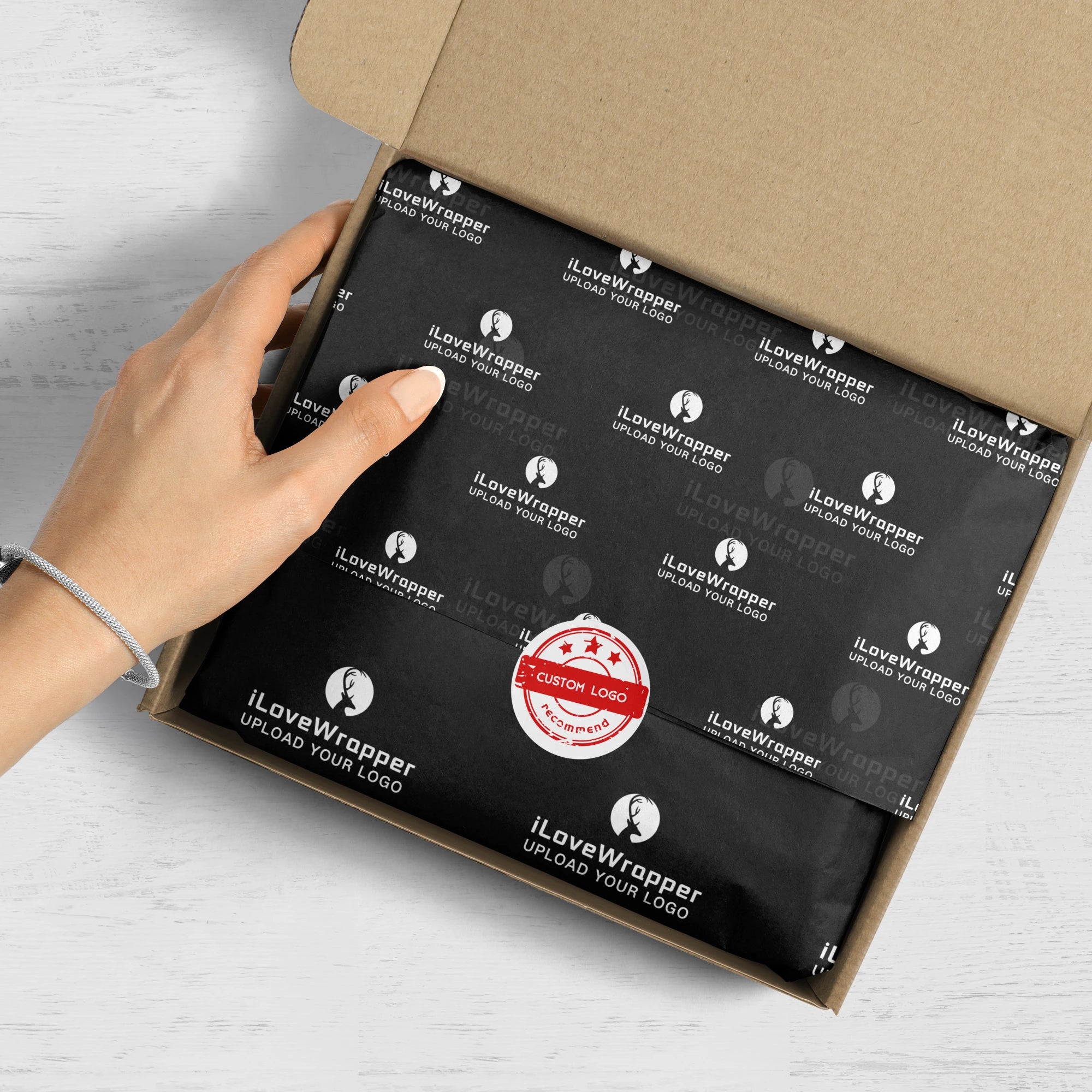 Branded tissue paper for retail stores, ensuring brand consistency for in-store purchases and seasonal displays.